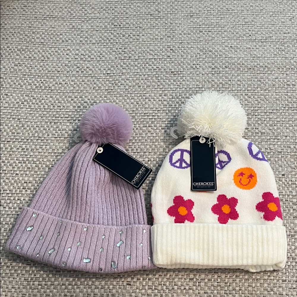 Cherokee Kids' Beanie Set - Lavender and White
